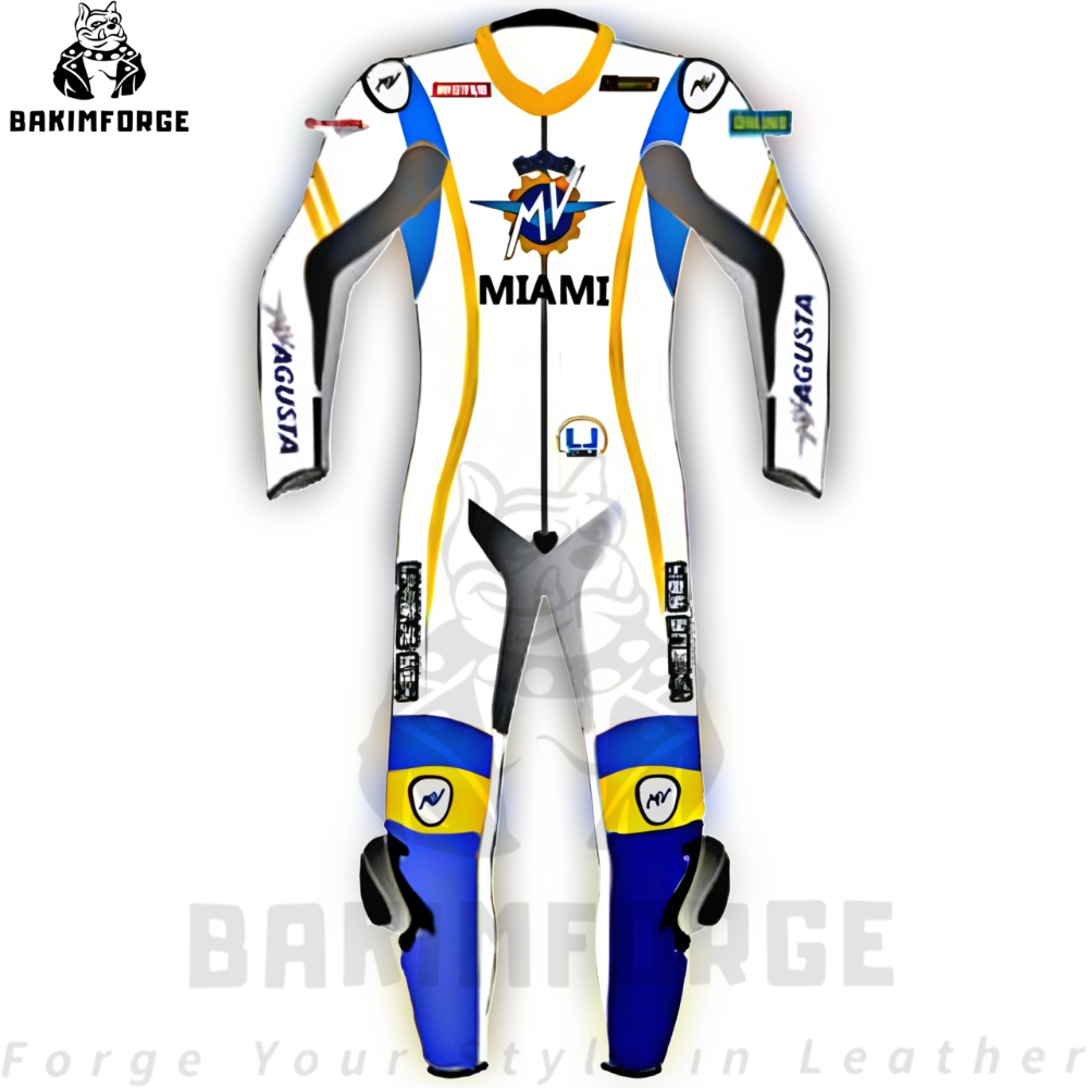 Bakim Forge “Miami Rush” Leather Motorcycle Suit – Neon Street Series