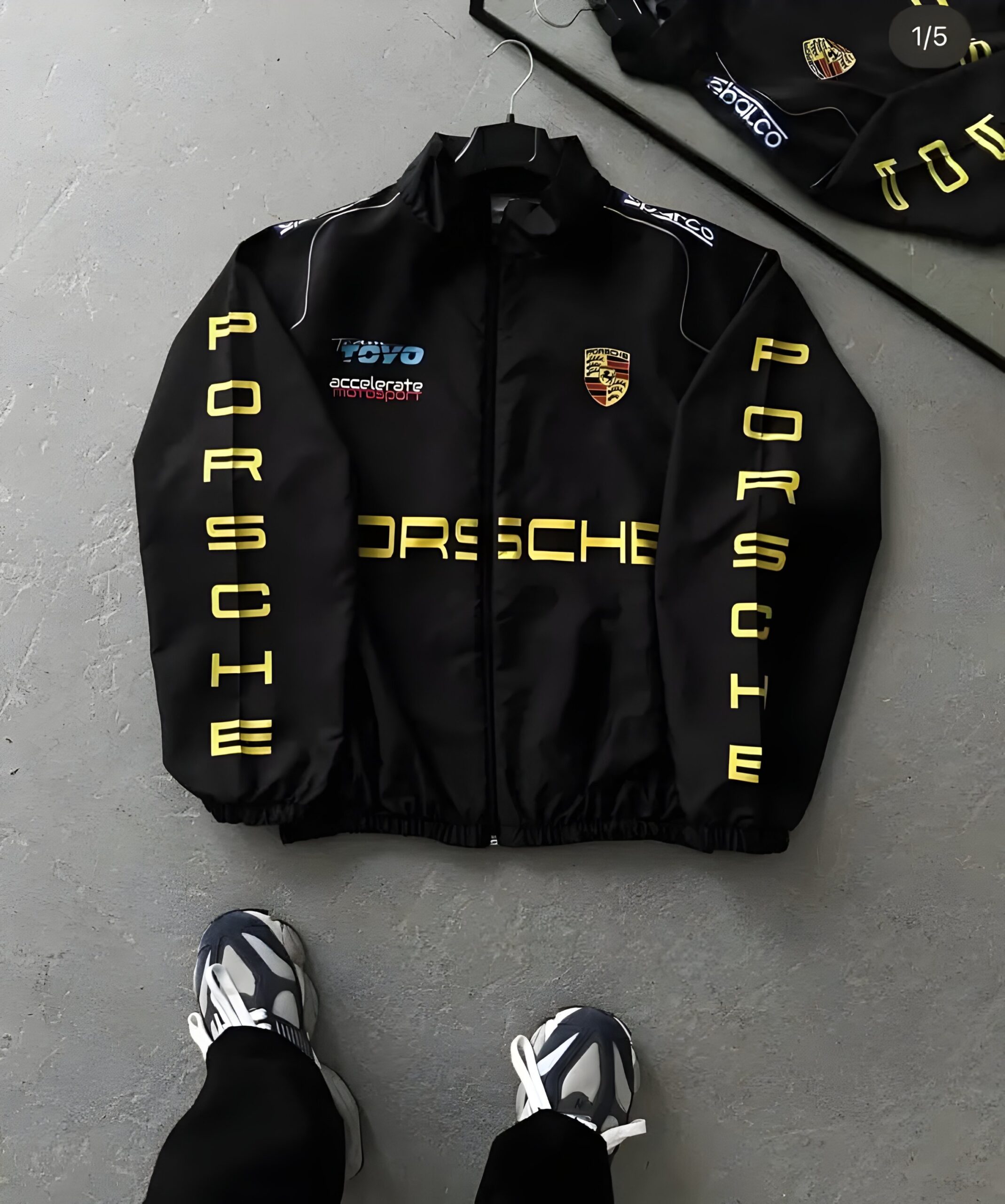 Original Vintage Porsche - Retro Unisex F1 Racing Jacket - Image 2